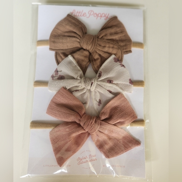 Little Poppy Co Other - Toddler Hair Bows Brown, Creme and Pink
